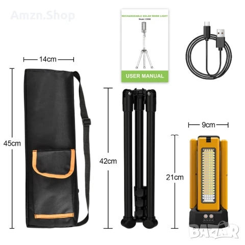 Къмпинг лампа 13200mAh акумулаторна соларна работна лампа IP64 8000 лумена, снимка 5 - Къмпинг осветление - 50586304
