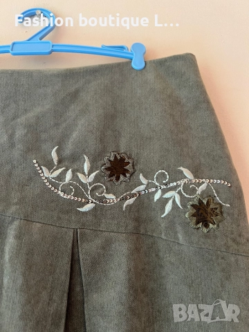 Бежова дълга пола с бродерия с цветя 48 размер 🧡, снимка 4 - Поли - 51921694