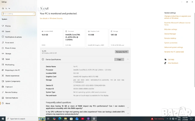 🔹 HP EliteDesk 800 G1 SFF – i5 / 16 GB RAM / SSD 🔹, снимка 8 - Работни компютри - 53402283