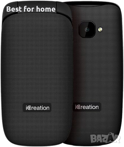iCreation C20 - Черен сгъваем телефон, Bluetooth, голяма батерия 800mAh, USB-C и две SIM карти, снимка 3 - Телефони с две сим карти - 51463104