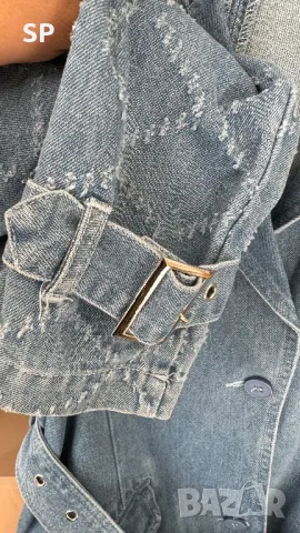 Ново Дълго дънково яке с камъни, снимка 4 - Якета - 47506340