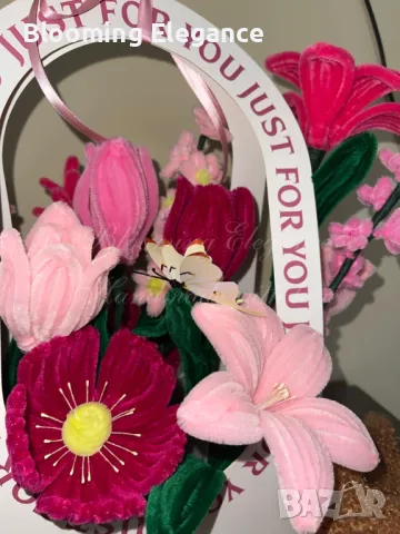 Кошница с вечни цветя от плюшена тел, снимка 2 - Романтични подаръци - 49754854