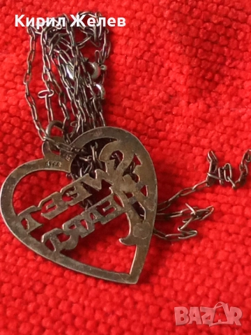 SWEET HEART СРЕБЪРЕН МЕДАЛЬОН СЪРЧИЦЕ СТЕРЛИНГОВО СРЕБРО 925 STER. AM АНГЛИЯс СРЕБЪРНА ВЕРИЖКА 25108, снимка 14 - Антикварни и старинни предмети - 50337460