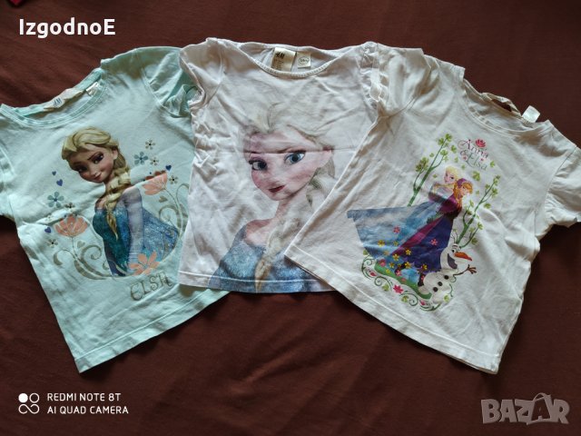 98-104 Лот 3 блузки с Елза и Ана на H&M, снимка 1 - Детски Блузи и туники - 28959451