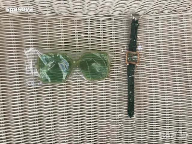 Слънчеви очила и часовник в зелен нюанс нови, снимка 2 - Други - 50110780