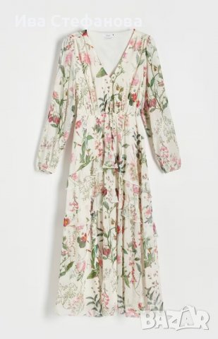 разкошна нова феерична романтична  рокля дълга елегантна рокля Reserved флорален принт цветя , снимка 5 - Рокли - 40186036