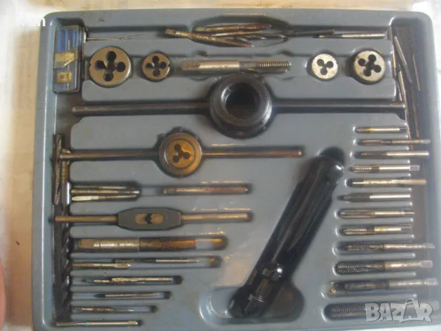 VEB НЕМСКИ ГДР СТАРО КАЧЕСТВО КОМПЛЕКТ 58 БРОЯ МЕТЧИЦИ ПЛАШКИ РЕЗБОНАРЕЗНИ ОТ СТАРИЯ МАТЕРИАЛ М3-М12, снимка 6 - Други инструменти - 49755923