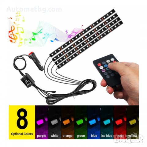 Kомплект автомобилни LED светлини Automat, за интериор на автомобил RGB, DC 12V