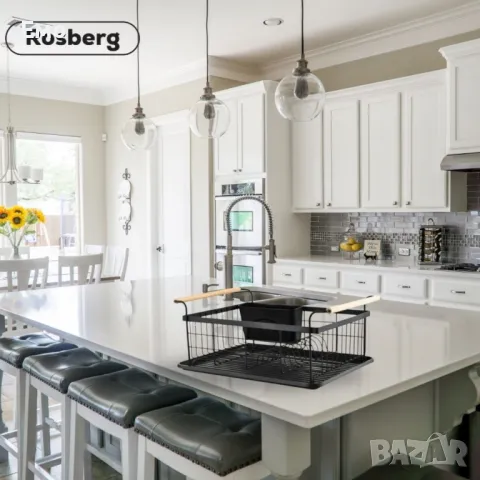 Сушилник за съдове - Rosberg, Черен, 1 ниво, 44x32x20см., снимка 4 - Сушилници - 48448840