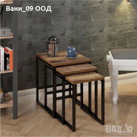Сет 3 масички-дърво и метал , снимка 3 - Маси - 39963512