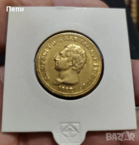 40 лири Карло Феличе Сардиния 1822 година , снимка 3 - Нумизматика и бонистика - 53143288
