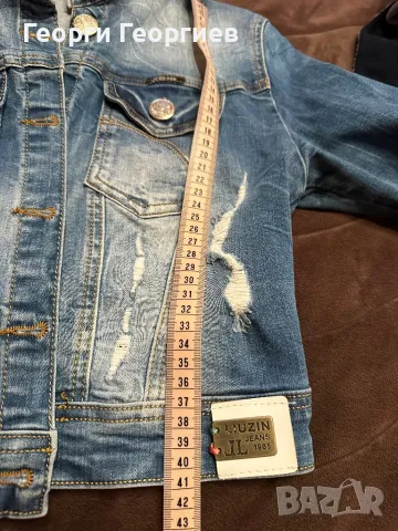 Уникално, късо, дънково яке, снимка 8 - Якета - 49518592