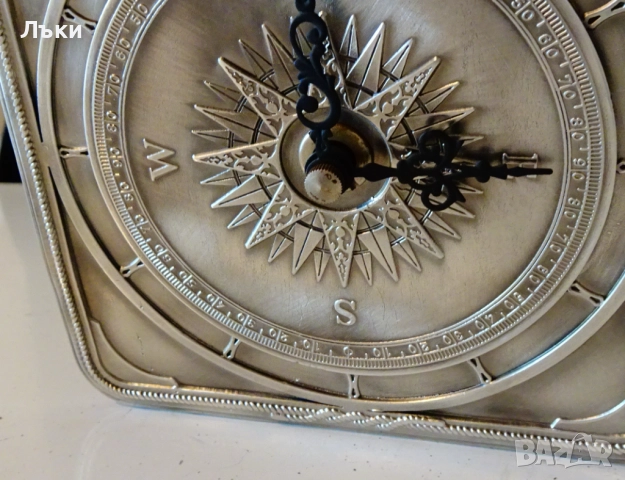 Немски стенен часовник от калай,Кораби,компас. , снимка 4 - Антикварни и старинни предмети - 52345686
