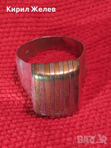 Стар АНГЛИЙСКИ ВНУШИТЕЛЕН СРЕБЪРЕН ВИНТИДЖ ПРЪСТЕН СРЕБРО 925 и БРОНЗ  МАЙСТОРСКА РЪЧНА РАБОТА 40639