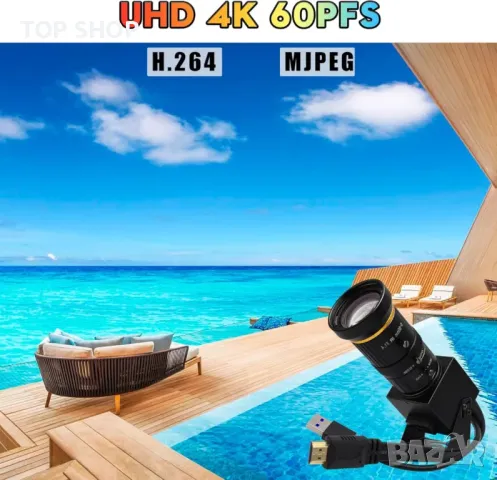 Svpro HDMI USB камера 4K 60fps USB3.0, 5-50 мм телефото обектив, 10х, снимка 2 - Камери - 49444102