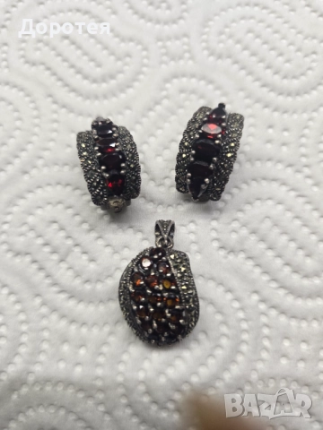 Сребърни обеци и висулка, снимка 2 - Други ценни предмети - 52345791