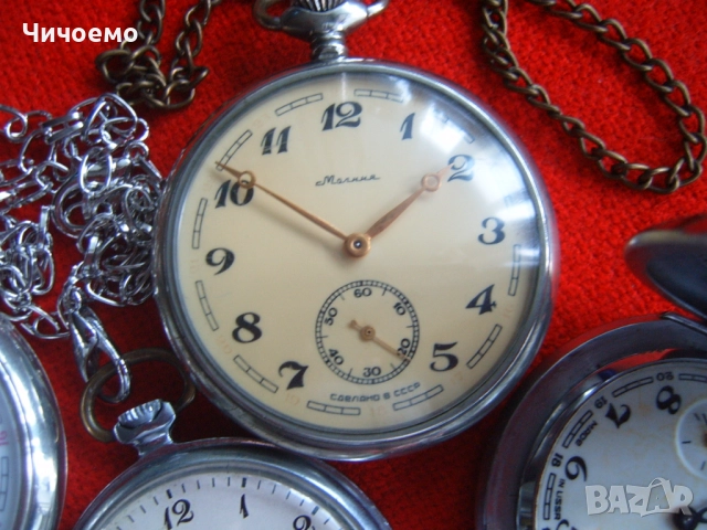 Стари оригинални механични джобни часовници Молния СССР, снимка 3 - Антикварни и старинни предмети - 52248666