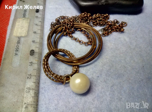 СТИЛНА БРОНЗИРАНА ПЕРЛЕН ТИП ВИНТИДЖ АРТ ОГЪРЛИЦА КОЛИЕ 49818, снимка 5 - Колиета, медальони, синджири - 51279707