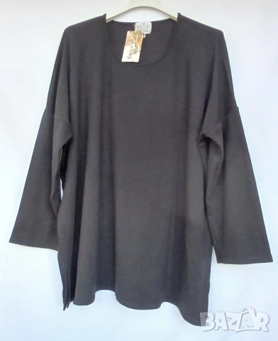 Дамска макси черна еластична блуза с дълъг ръкав., снимка 4 - Блузи с дълъг ръкав и пуловери - 51895922