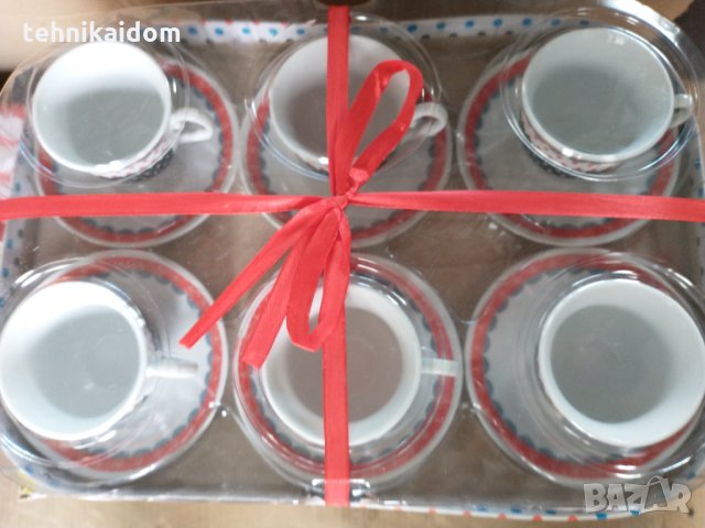 Сервиз чаши за кафе 6 броя с чинийки за подарък с панделка, снимка 5 - Сервизи - 32867132
