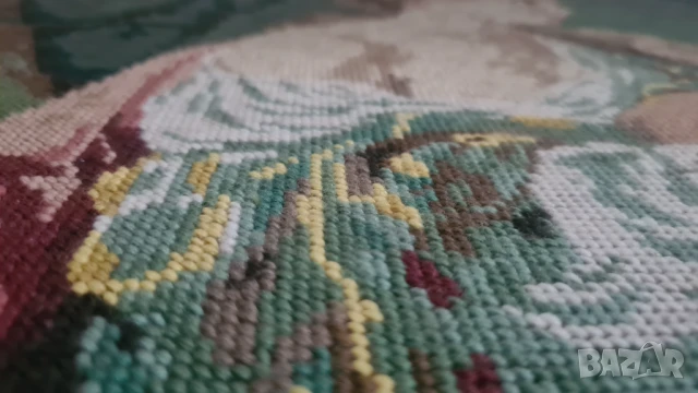 гоблен с класическа сцена – жена с лютня и книга, снимка 6 - Гоблени - 50894929