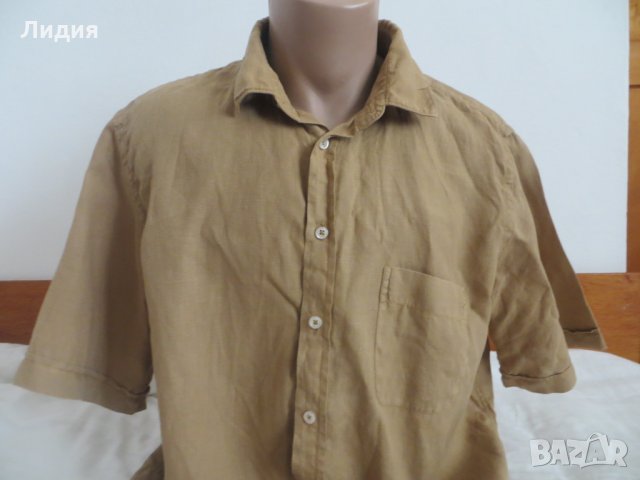 Мъжка риза с къс ръкав от лен  Dorani, снимка 1 - Ризи - 26544266