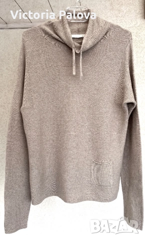 Луксозен бежов пуловер OUI 100% organic памук, снимка 3 - Блузи с дълъг ръкав и пуловери - 53157181