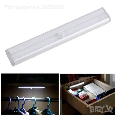 ЛЕД лампа за гардероб със сензор и USB зареждане, снимка 1 - Лед осветление - 43436001