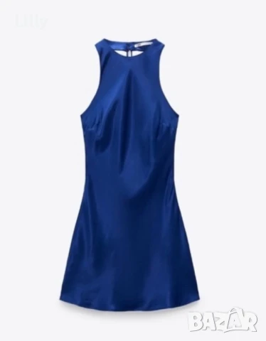 Сатенена рокля с бижу Zara, снимка 4 - Рокли - 50583859