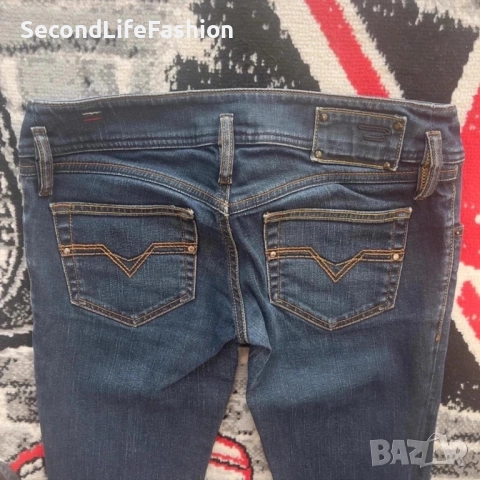 Дамски дънки Diesel Slim Leg с ниска талия, тъмносини, размер 28, снимка 7 - Дънки - 52574441
