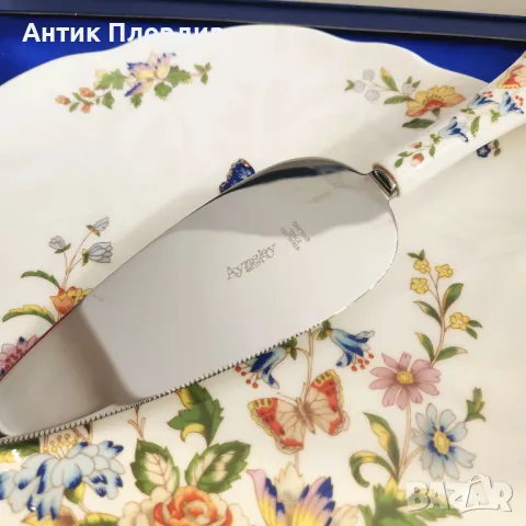 Сет за торта Aynsley – порцеланова чиния и шпатула, Англия, снимка 3 - Сервизи - 49931016