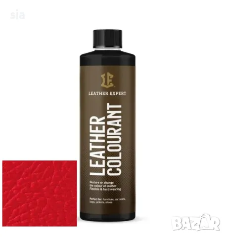 Боя за кожа, естествена или еко кожа, 50 мл, червена, leather expert