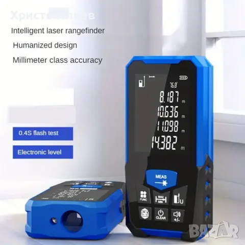 Лазерна ролетка измерване на ъгъл Електронна дигитална с дисплей 100м обхват далекомер рулетка, снимка 8 - Измервателни инструменти - 49097468