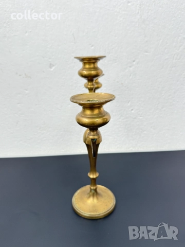 Ретро бронзов свещник с три рамена. №7607, снимка 7 - Колекции - 52373536