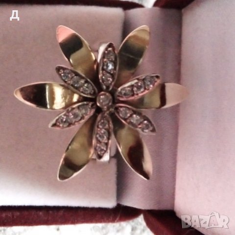 Старинен златен пръстен цвете 14 карата, снимка 1 - Пръстени - 40196545