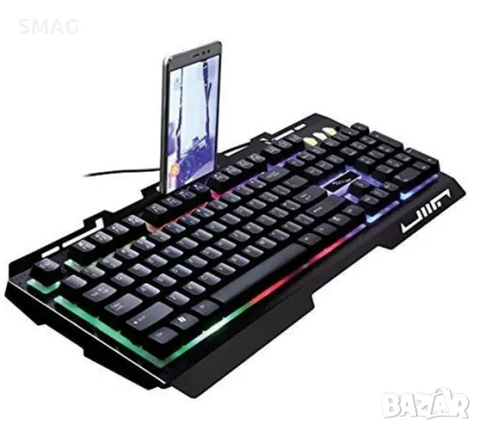RGB LED игрална клавиатура с метална рамка и калъф за мобилен телефон S_1216158, снимка 4 - Клавиатури и мишки - 48656029
