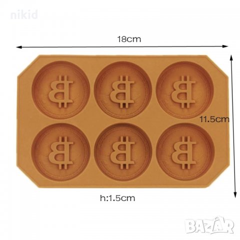 Bitcoin Биткойн монети дълбок силиконов молд форма декорация торта фондан шоколад гипс и др, снимка 4 - Форми - 24727905