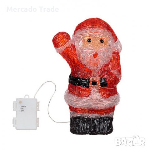 Коледна декоративна фигура Mercado Trade, Дядо Коледа, Акрил, 30 светодиода, 28 см, снимка 2 - Декорация за дома - 38351253