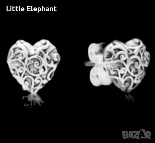 Сребърни обеци Пандора сърца на елементи,ретро/нови