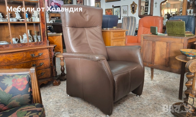 Голямо релакс кресло с естествена кожа