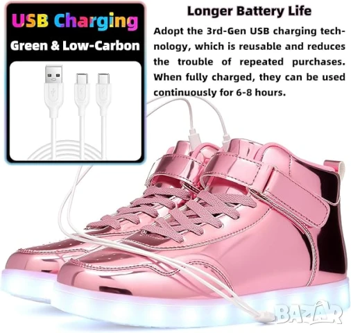 Дамски обувки с LED подсветка, снимка 3 - Маратонки - 50909772