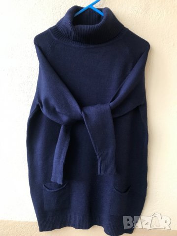 Тъмносин пуловер блузон, снимка 1 - Блузи с дълъг ръкав и пуловери - 30955520