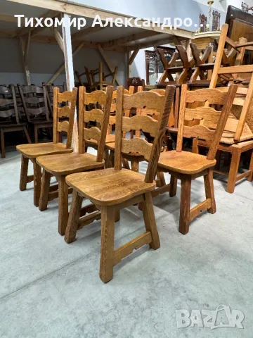 Комплект трапезни столове от дъбов масив, снимка 5 - Столове - 47460725