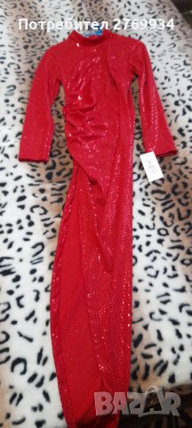  Дамска рокля в червен цвят с цепка нова размер L, снимка 1