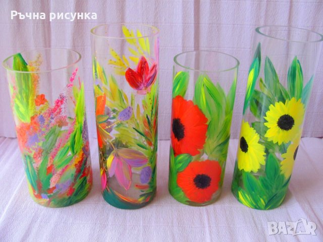 Ръчно рисувани вази цена 25лв, снимка 1