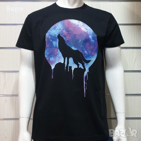Нова мъжка тениска с дигитален печат Вълк - Луна, Серия вълци, снимка 7 - Тениски - 29040558