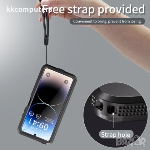 REDPEPPER IP68 Водоустойчив Калъф + Скрийн Протектор за Xiaomi Redmi Note 13 Pro 5G – Черен, снимка 2 - Калъфи, кейсове - 50712962