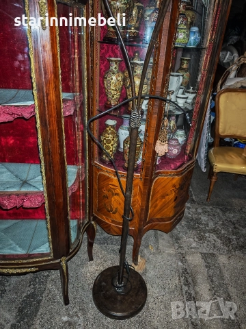 Антикварен лампион с бронзова плетеница, три светлини 180см, снимка 3 - Лампиони - 52917170