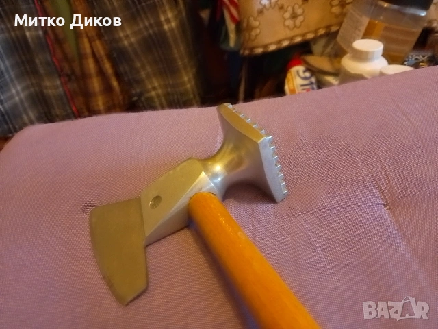 Сатър чук брадвичка за месо нов от соца СССР 30х11см и 5х5 см чук и 7 см острие, снимка 3 - Прибори за хранене, готвене и сервиране - 53513624