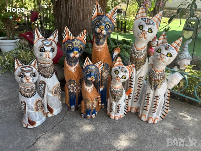 Котка от дърво 50см , снимка 17 - Статуетки - 28068091